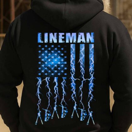 Lineman Lightning Flag Tools Apparel - Patriotic Lineman